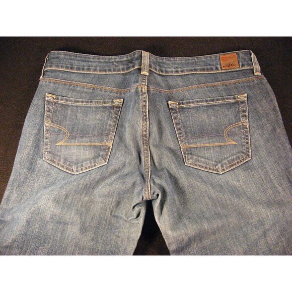 AMERICAN EAGLE 77 Womens Jeans TAG 8 Short Straight Blue LOW RISE - Picture 4 of 10